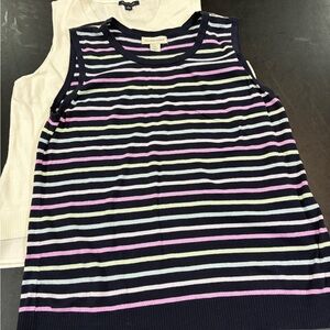 BUNDLE OF 2 - Multicolor Striped Tank Top and White Tank Top